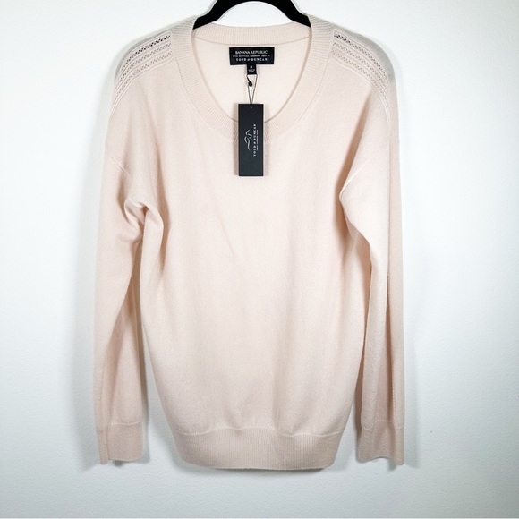 NWT Banana Republic x Todd & Duncan Scottish Cashmere Blush Pink Pullover Medium - Picture 1 of 8